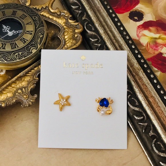 KATE SPADE • Sea Star Starfish Crab Pearl Mismatched Earrings - Picture 4 of 4